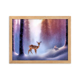 "freunde im schnee" gerahmtes poster auf mattem papier oak / 30×40 cm