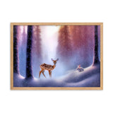 "freunde im schnee" gerahmtes poster auf mattem papier oak / 50×70 cm