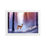 "freunde im schnee" gerahmtes poster auf mattem papier weiß / 21×30 cm
