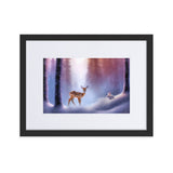 "freunde im schnee" gerahmtes poster auf mattem papier mit passepartout schwarz / 30×40 cm