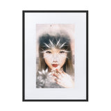 gerahmtes poster auf mattem papier mit passepartout  "wintermädchen" schwarz / 50×70 cm