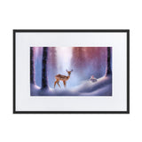 "freunde im schnee" gerahmtes poster auf mattem papier mit passepartout schwarz / 50×70 cm