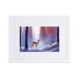 "freunde im schnee" gerahmtes poster auf mattem papier mit passepartout weiß / 30×40 cm