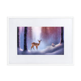 "freunde im schnee" gerahmtes poster auf mattem papier mit passepartout weiß / 50×70 cm
