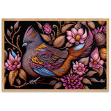 "Vogel mit Herbstzweig" Gerahmtes Poster auf mattem Papier