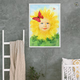 "little miss sunflower" gerahmtes poster auf mattem papier