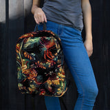 rucksack in floralem design mit vögeln