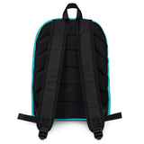 rucksack mit leuchtend blauem kreis-muster