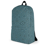 rucksack mit blauem kaleidoskop-design