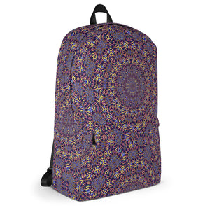 rucksack mit violettem kaleidoskop-design