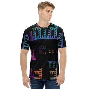 männer t-shirt in farbenfrohem fraktal-design