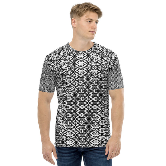 männer t-shirt mit schwarz-weißem muster
