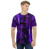 herren-t-shirt mit violettem fraktalmuster
