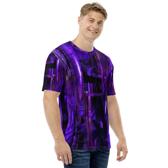 herren-t-shirt mit violettem fraktalmuster
