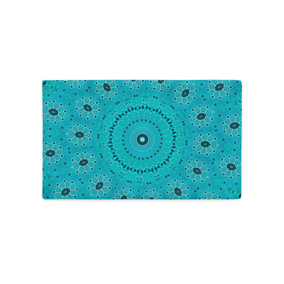 premium-kissenbezug mit leuchtend blauem kaleidoskop-muster 20×12