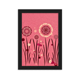 gerahmtes poster auf mattem papier "blumenwiese rosa" schwarz / 21×30 cm