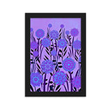 gerahmtes poster auf mattem papier "blumenwiese lila" schwarz / 21×30 cm