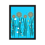 gerahmtes poster auf mattem papier "blumenwiese blau" schwarz / 30×40 cm