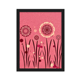 gerahmtes poster auf mattem papier "blumenwiese rosa" schwarz / 30×40 cm