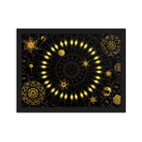 gerahmtes poster auf mattem papier mit edlem kaleidoskop-design und fraktalelementen schwarz / 30×40 cm