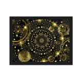 gerahmtes poster auf mattem papier mit edlem kaleidoskop-design und fraktalelementen schwarz / 30×40 cm
