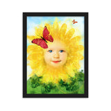 "little miss sunflower" gerahmtes poster auf mattem papier schwarz / 30×40 cm