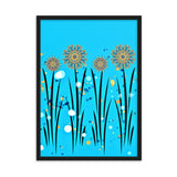 gerahmtes poster auf mattem papier "blumenwiese blau" schwarz / 50×70 cm