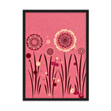 gerahmtes poster auf mattem papier "blumenwiese rosa" schwarz / 50×70 cm