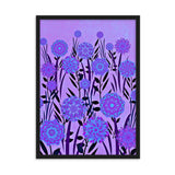 gerahmtes poster auf mattem papier "blumenwiese lila" schwarz / 50×70 cm