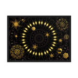 gerahmtes poster auf mattem papier mit edlem kaleidoskop-design und fraktalelementen schwarz / 50×70 cm