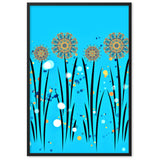 gerahmtes poster auf mattem papier "blumenwiese blau" schwarz / 61×91 cm