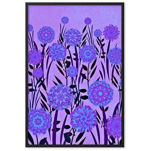 gerahmtes poster auf mattem papier "blumenwiese lila" schwarz / 61×91 cm