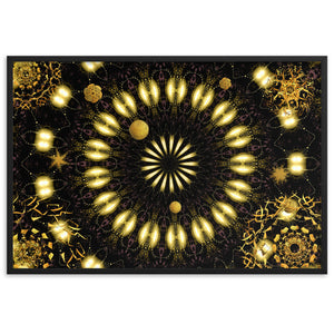 gerahmtes poster auf mattem papier mit edlem kaleidoskop-design und fraktalelementen schwarz / 61×91 cm