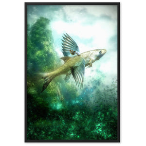 gerahmtes poster auf mattem papier "fliegender fisch" schwarz / 61×91 cm