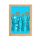 gerahmtes poster auf mattem papier "blumenwiese blau" oak / 21×30 cm