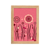 gerahmtes poster auf mattem papier "blumenwiese rosa" oak / 21×30 cm