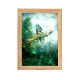 gerahmtes poster auf mattem papier "fliegender fisch" oak / 21×30 cm