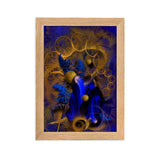 gerahmtes poster auf mattem papier "blue plant" oak / 21×30 cm