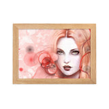 gerahmtes poster auf mattem papier "girl with swirls" oak / 21×30 cm
