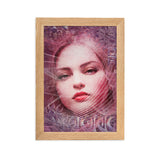 "behind rosy veils" gerahmtes poster auf mattem papier oak / 21×30 cm