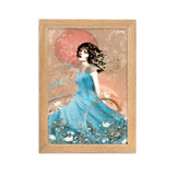"a windy day with rosy moon" gerahmtes poster auf mattem papier oak / 21×30 cm