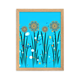 gerahmtes poster auf mattem papier "blumenwiese blau" oak / 30×40 cm