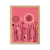 gerahmtes poster auf mattem papier "blumenwiese rosa" oak / 30×40 cm