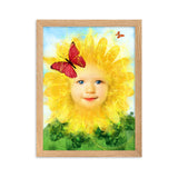 "little miss sunflower" gerahmtes poster auf mattem papier oak / 30×40 cm