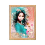"girl in the spring wind" gerahmtes poster auf mattem papier oak / 30×40 cm