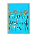 gerahmtes poster auf mattem papier "blumenwiese blau" oak / 50×70 cm