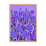 gerahmtes poster auf mattem papier "blumenwiese lila" oak / 50×70 cm
