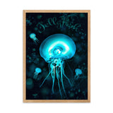 gerahmtes poster auf mattem papier "jellyfish" oak / 50×70 cm