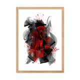 gerahmtes poster auf mattem papier "something red between iii" oak / 50×70 cm