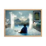 gerahmtes poster auf mattem papier "zimmer mit seeblick" oak / 50×70 cm